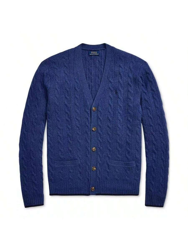 Womens Cashmere Cable-Knit Cardigan Sweater Relaxed Fit