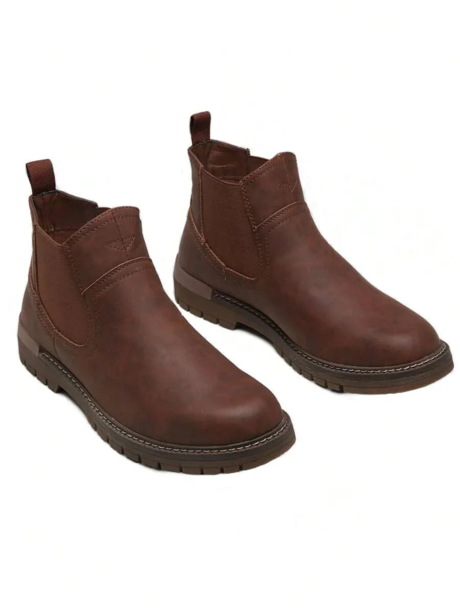 Unisex Chelsea Boots Leather Chunky Sole