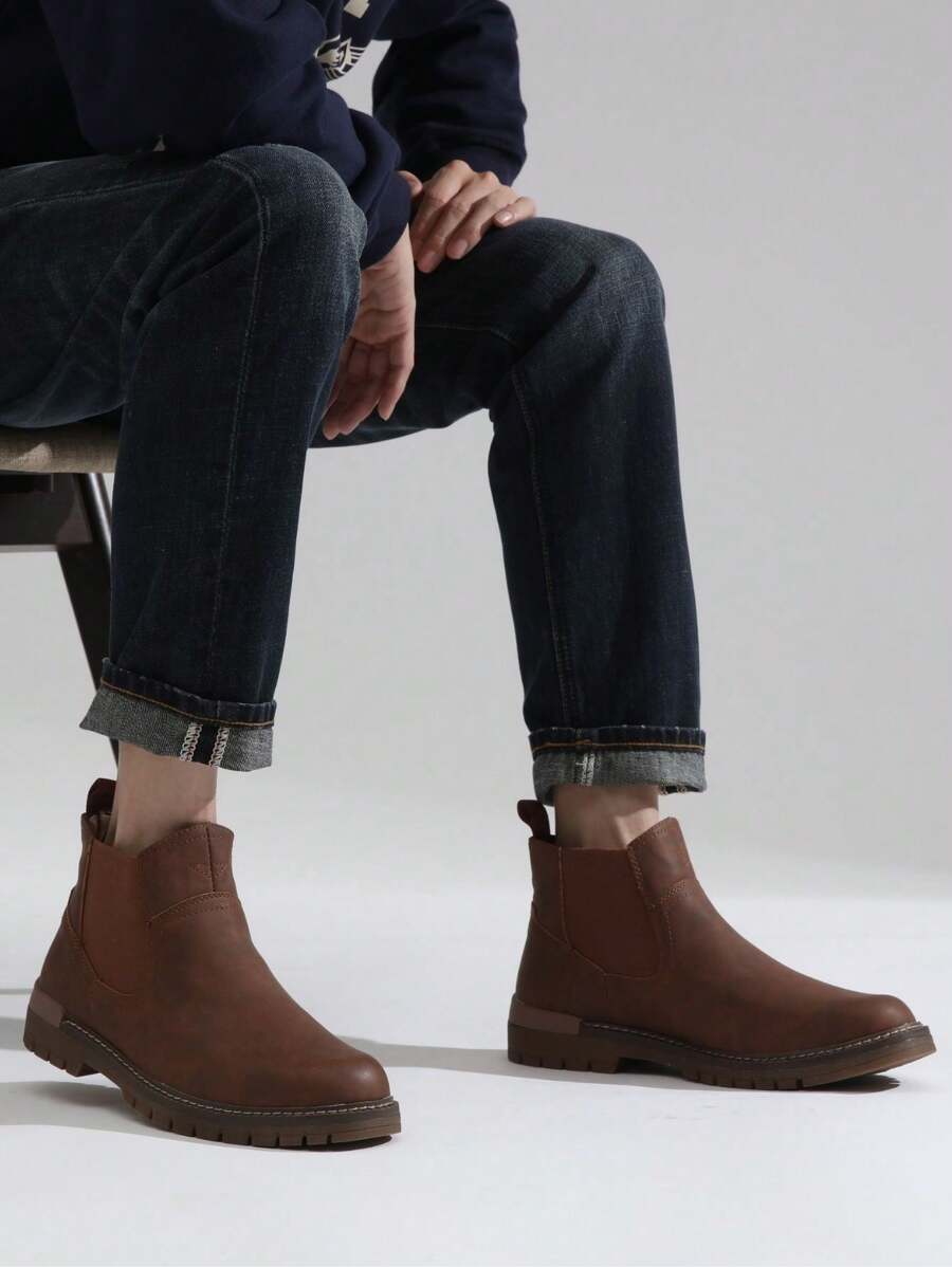 Unisex Chelsea Boots Leather Chunky Sole