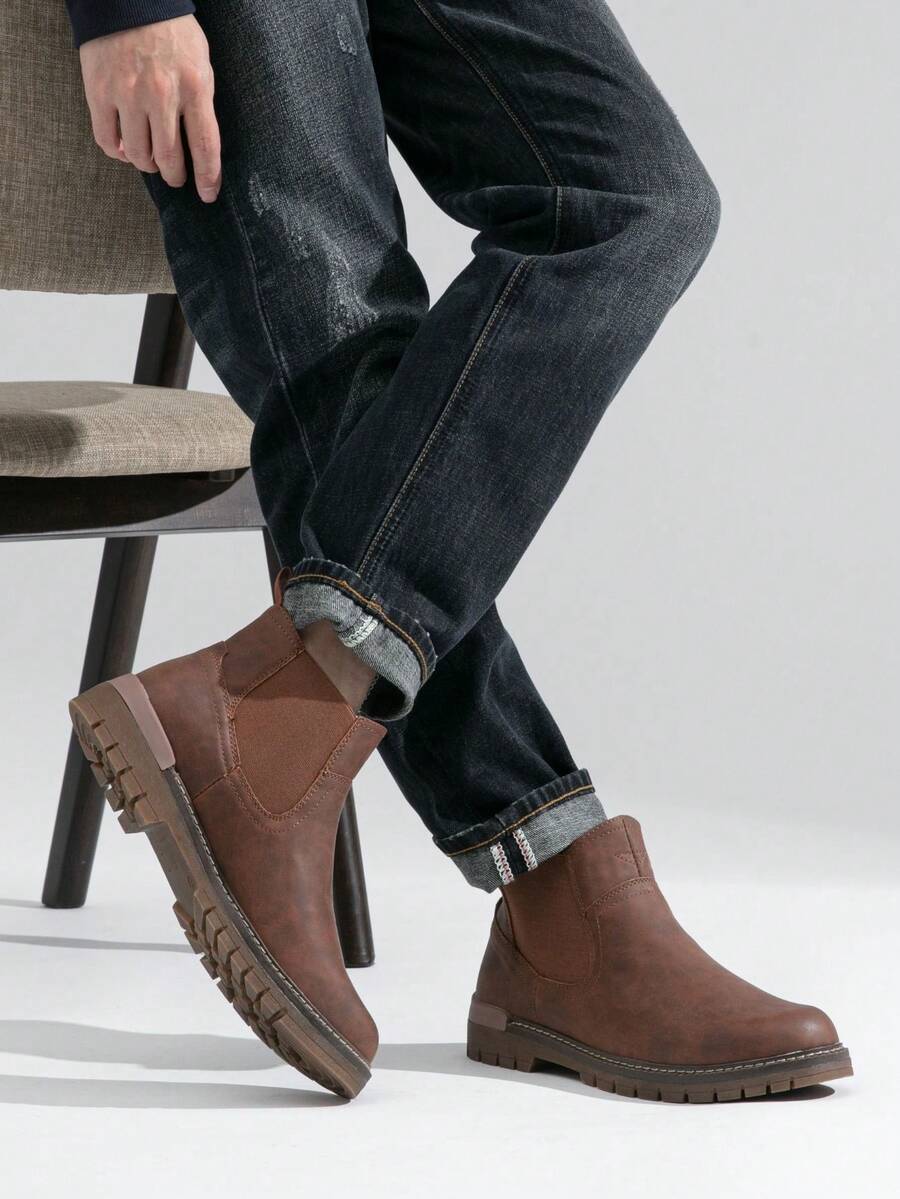 Unisex Chelsea Boots Leather Chunky Sole