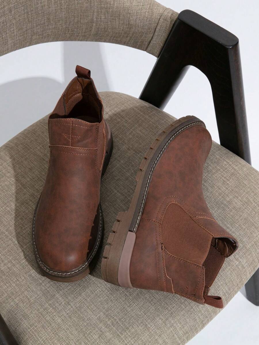 Unisex Chelsea Boots Leather Chunky Sole