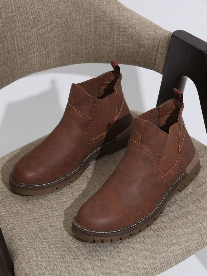 Unisex Chelsea Boots Leather Chunky Sole