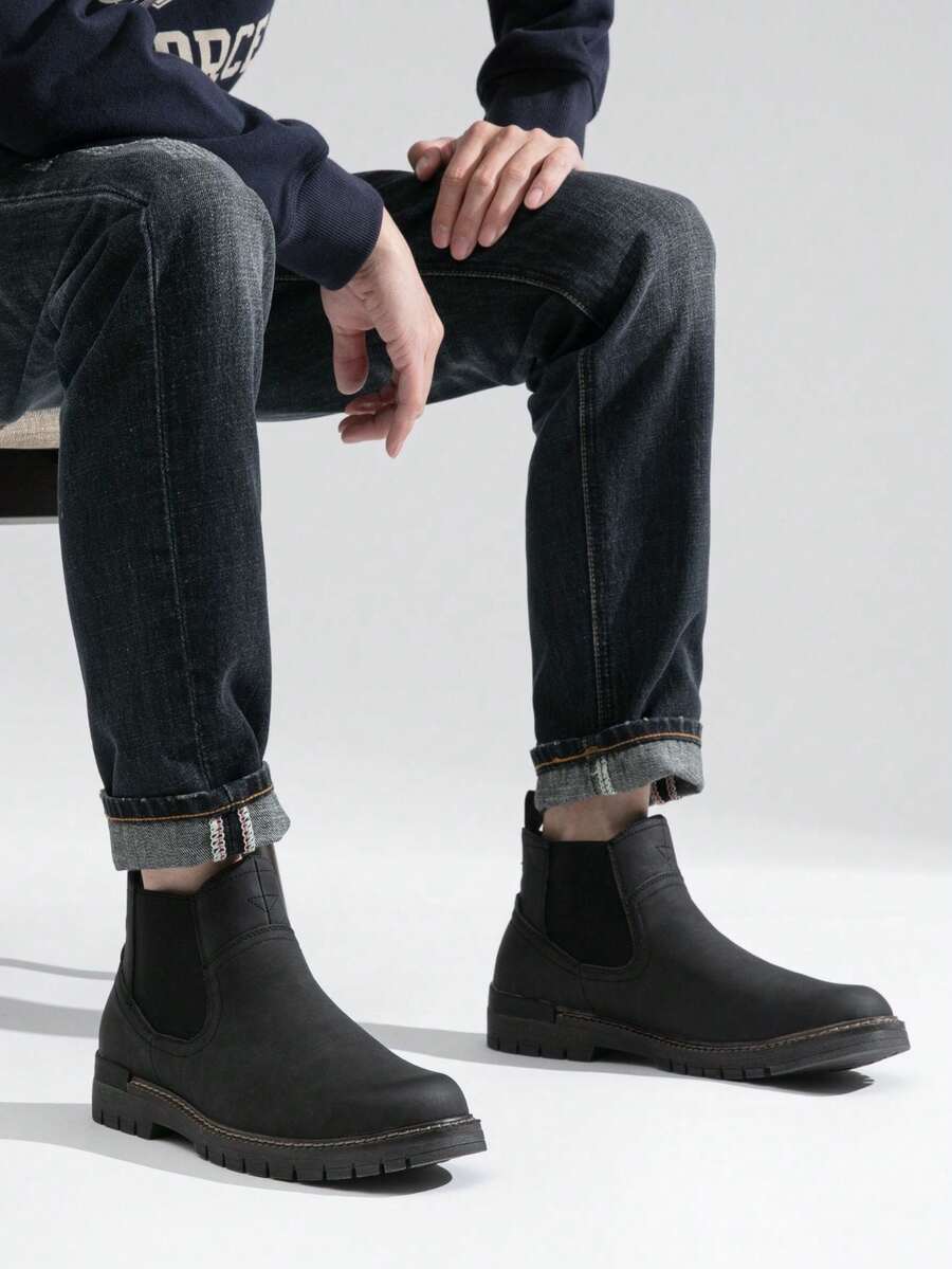 Unisex Chelsea Boots Leather Chunky Sole