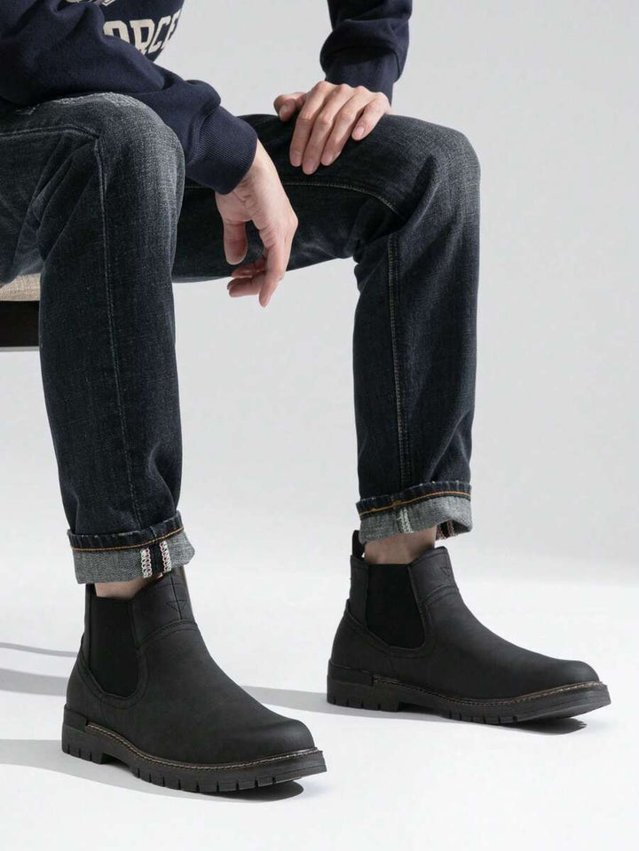 Unisex Chelsea Boots Leather Chunky Sole