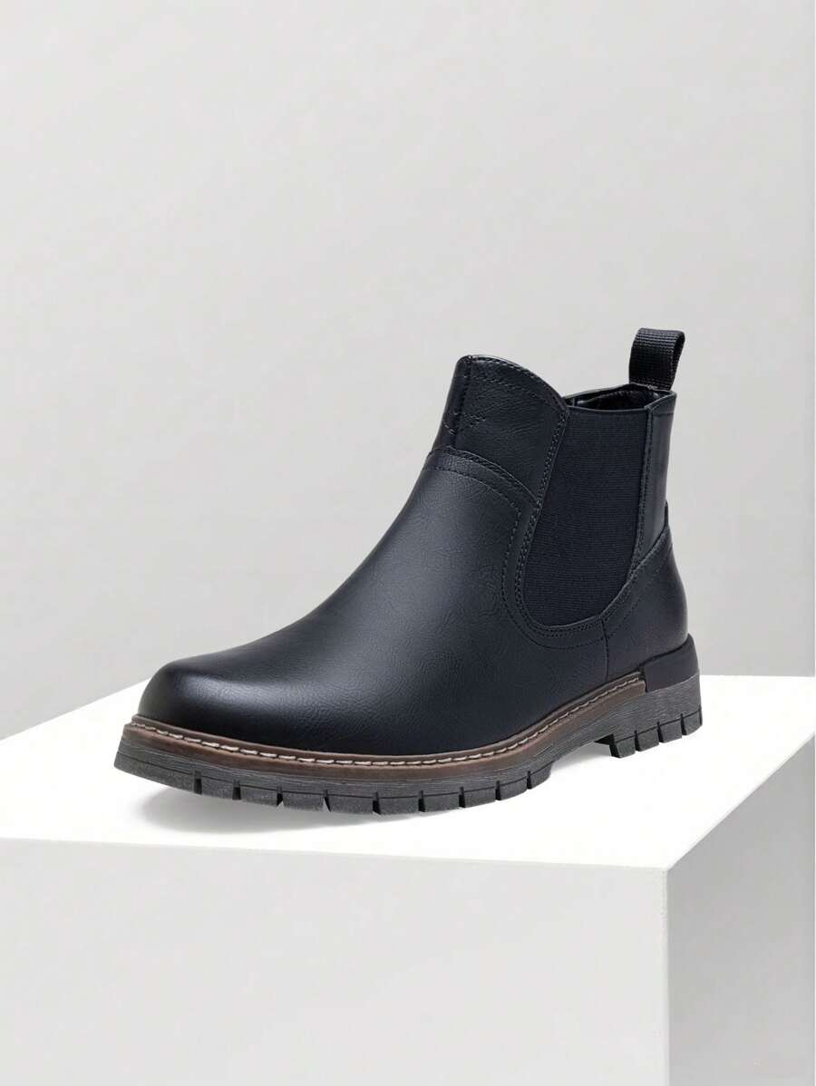 Unisex Chelsea Boots Leather Chunky Sole - BritishMode