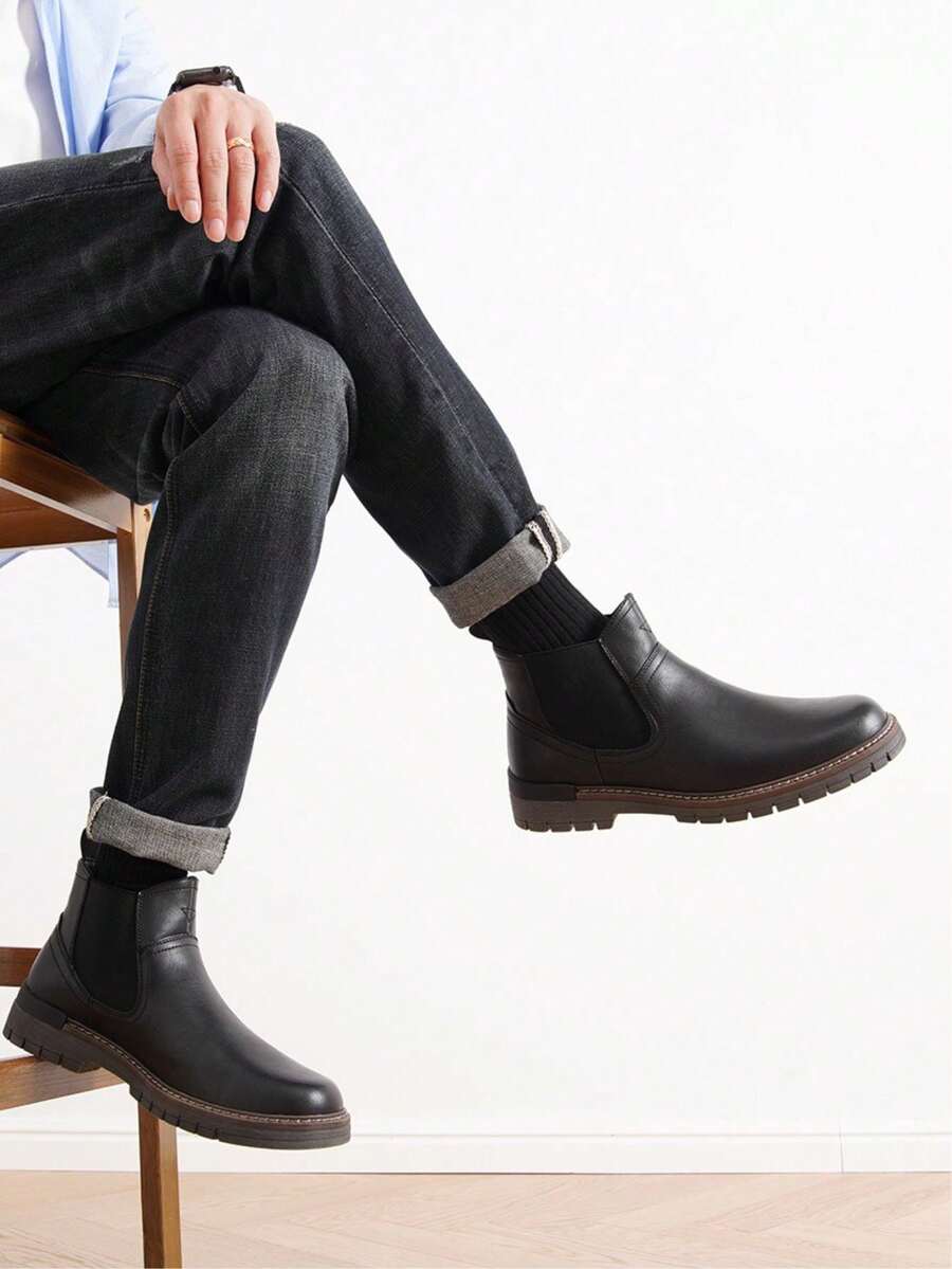 Mens Chelsea Boots Polished Leather Classic Style
