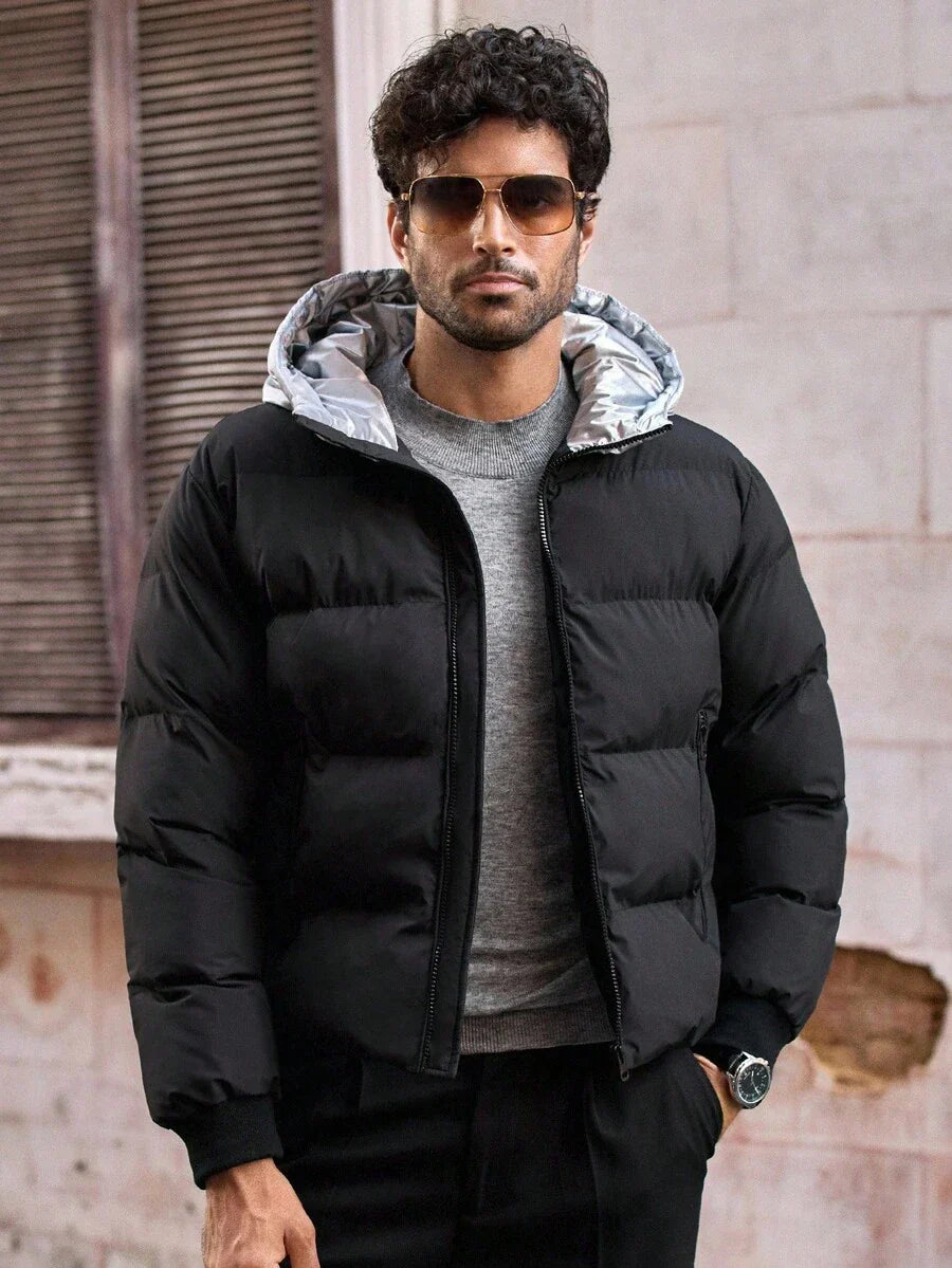 Unisex Puffer Jacket with Hood and Padding