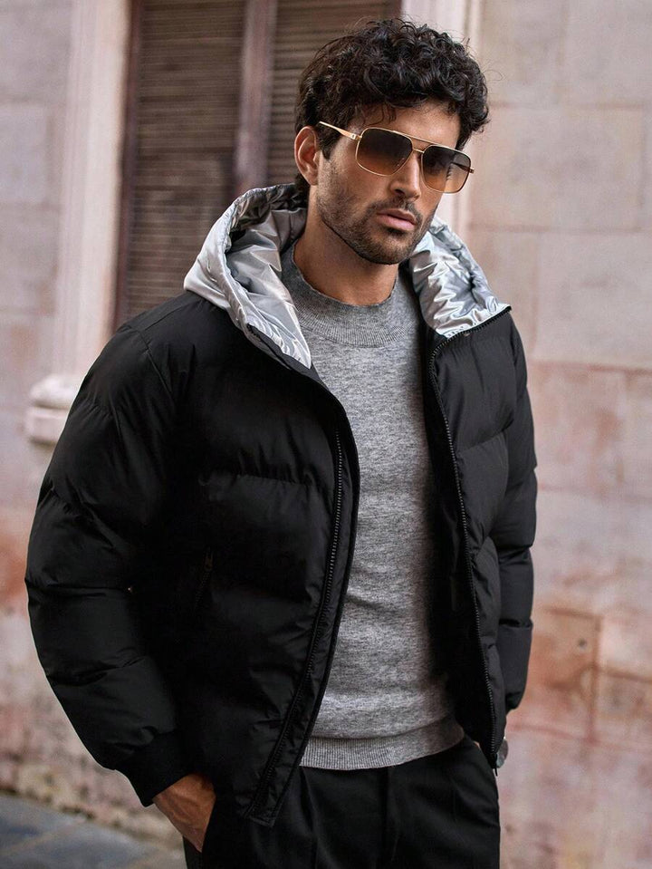 Unisex Puffer Jacket with Hood and Padding