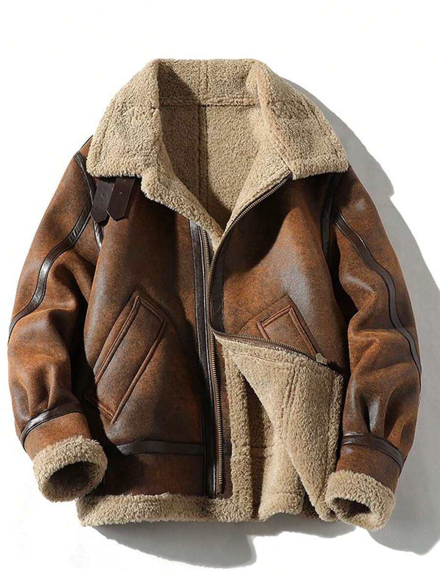 Mens Motorcycle Jacket Suede Material Classic Fit
