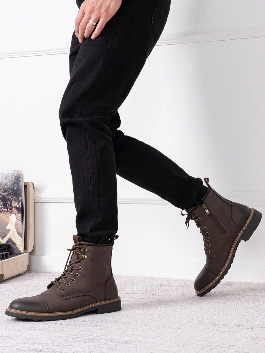 Mens Chukka Orthopedic Boots with Side Zipper Comfortable Fit