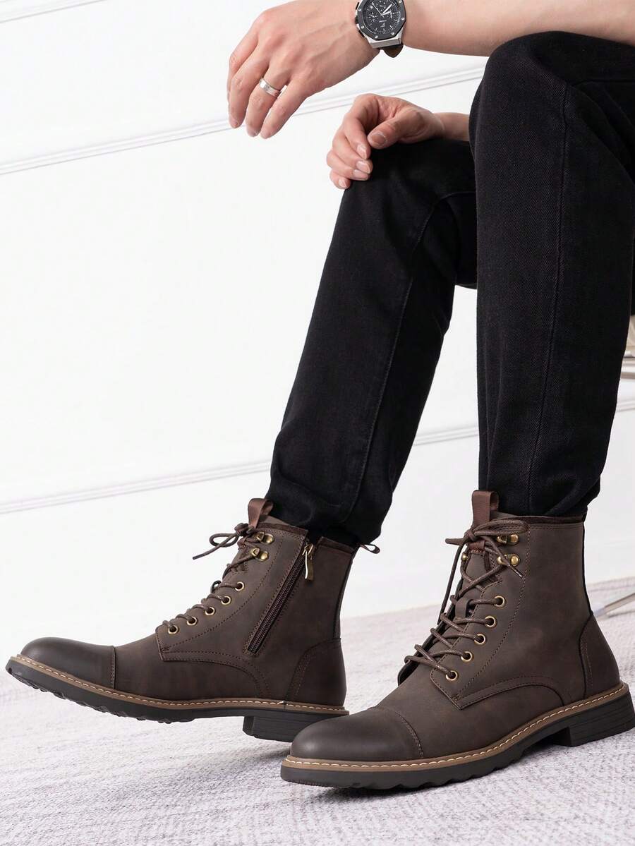 Mens Chukka Orthopedic Boots with Side Zipper Comfortable Fit