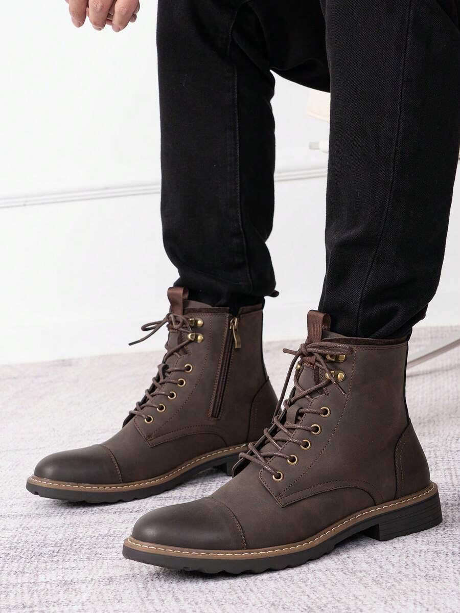 Mens Chukka Orthopedic Boots with Side Zipper Comfortable Fit