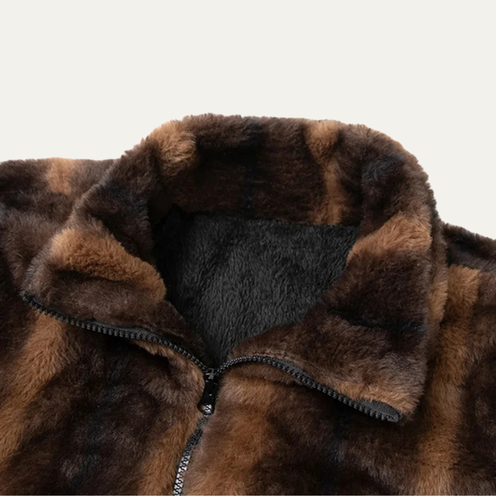 Mens Plush Zip-Up Fleece Jacket Soft Warm