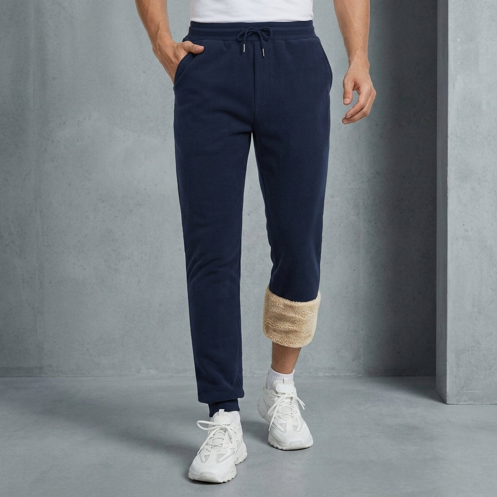 Mens Fleece Lined Sweatpants Warm Tapered Fit - BritishMode