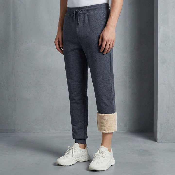 Mens Fleece Lined Sweatpants Warm Tapered Fit