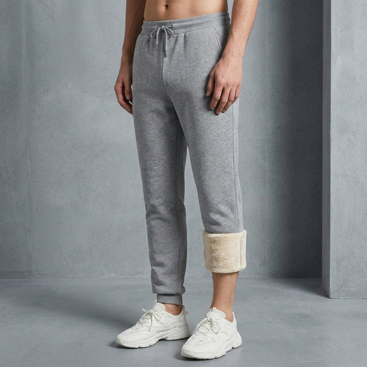 Mens Fleece Lined Sweatpants Warm Tapered Fit
