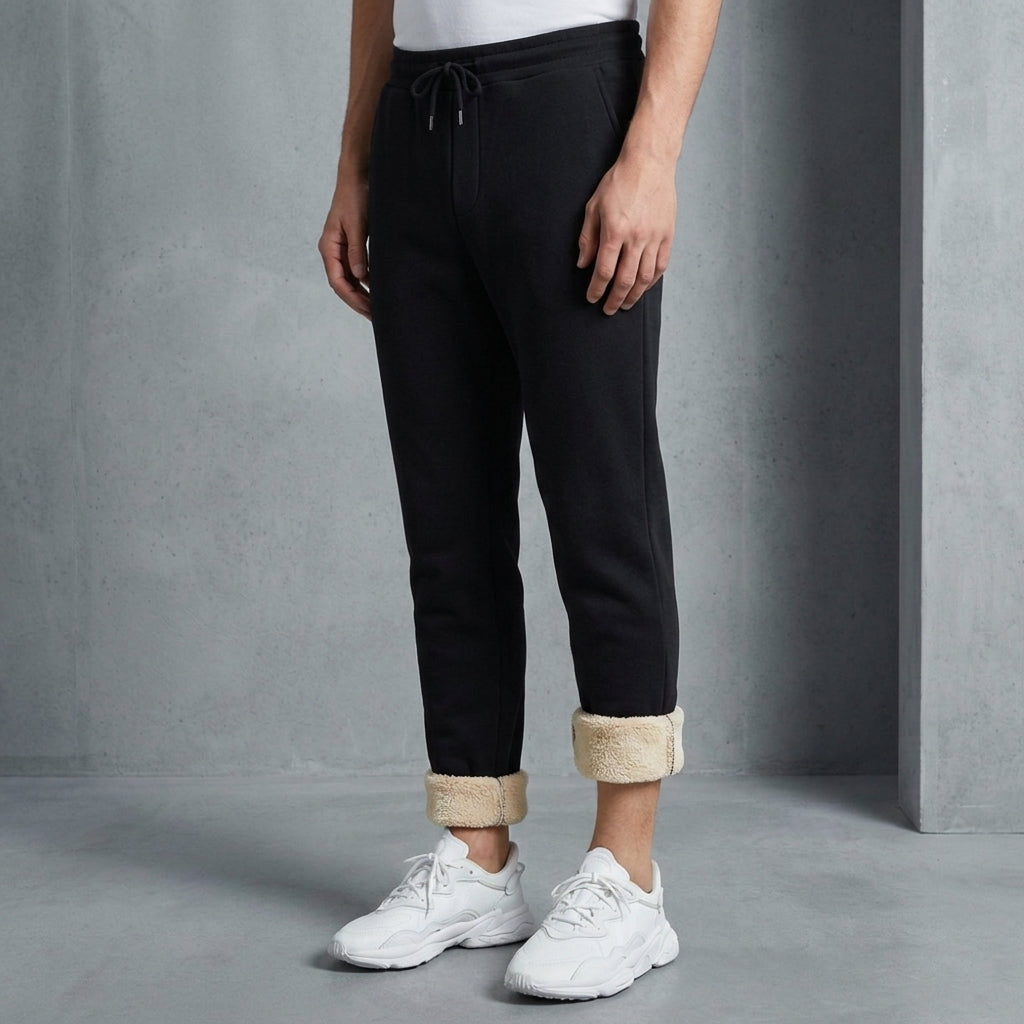 Mens Fleece Lined Sweatpants Warm Tapered Fit
