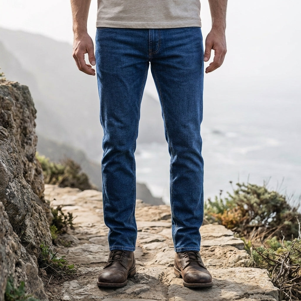 Mens Straight Leg Jeans with Stretch - BritishMode