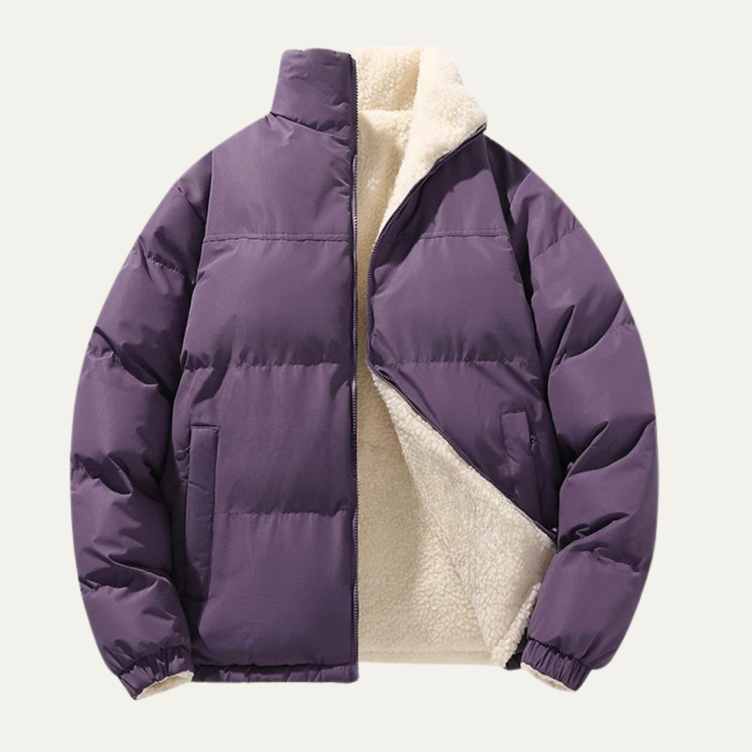 Mens Reversible Fleece Puffer Parka Warm Winter - BritishMode