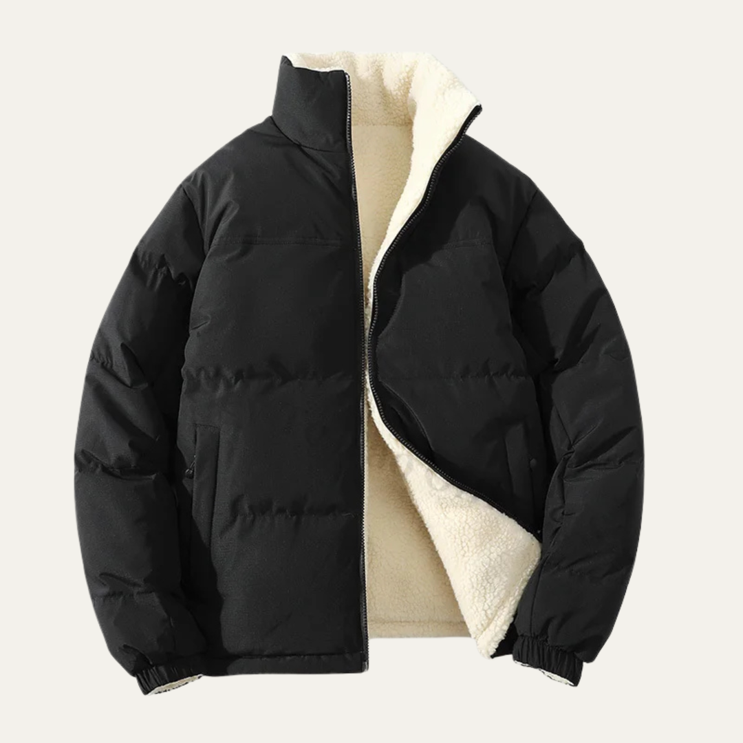 Mens Reversible Fleece Puffer Parka Warm Winter