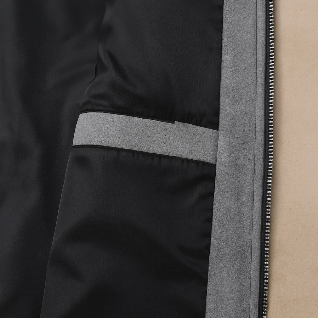 Mens Shirt Jacket with Suede Look and Zip Closure