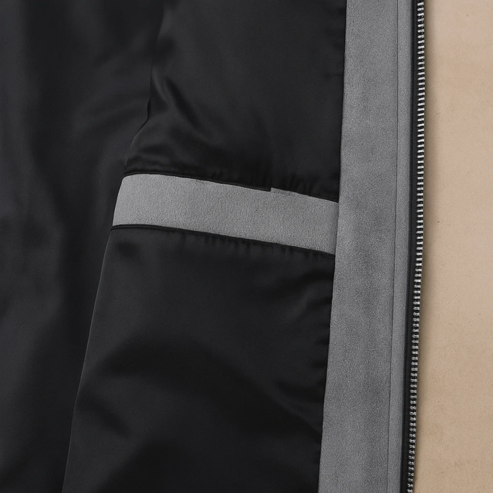 Mens Shirt Jacket with Suede Look and Zip Closure