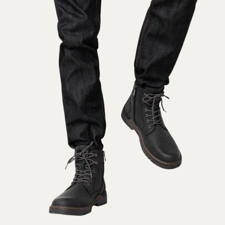 Mens Combat Boots Lace-Up Military Style Lug Sole