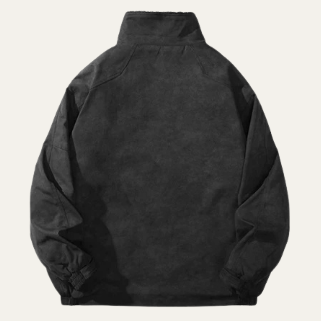 Mens Suede Bomber Jacket with Fleece Lining