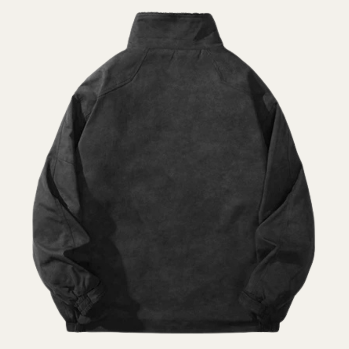 Mens Suede Bomber Jacket with Fleece Lining