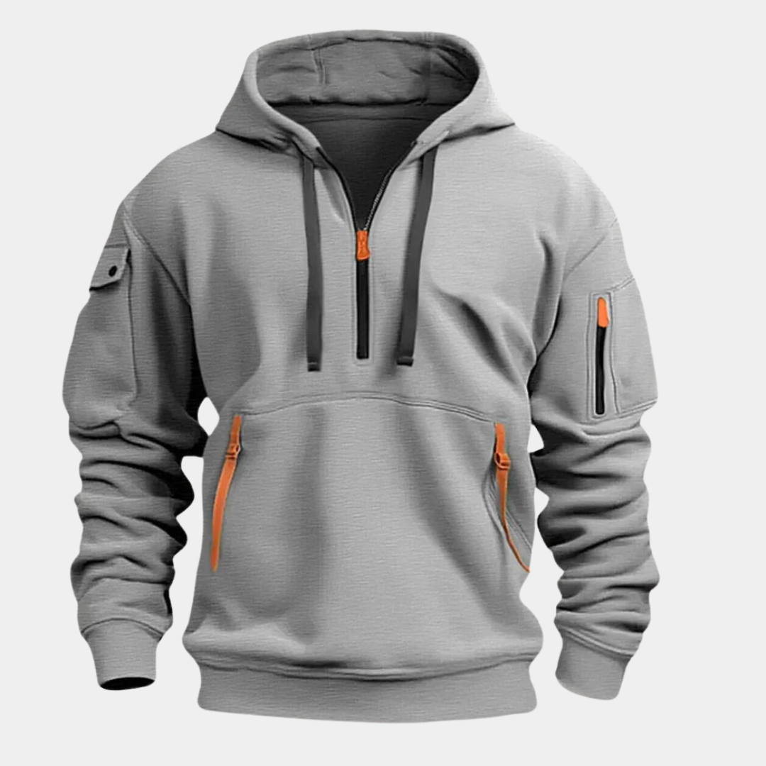 Mens Casual Fleece Shirt with Hood and Multiple Pockets - BritishMode