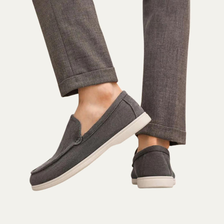 Mens Suede Slip-On Loafers Minimalist Apron Toe