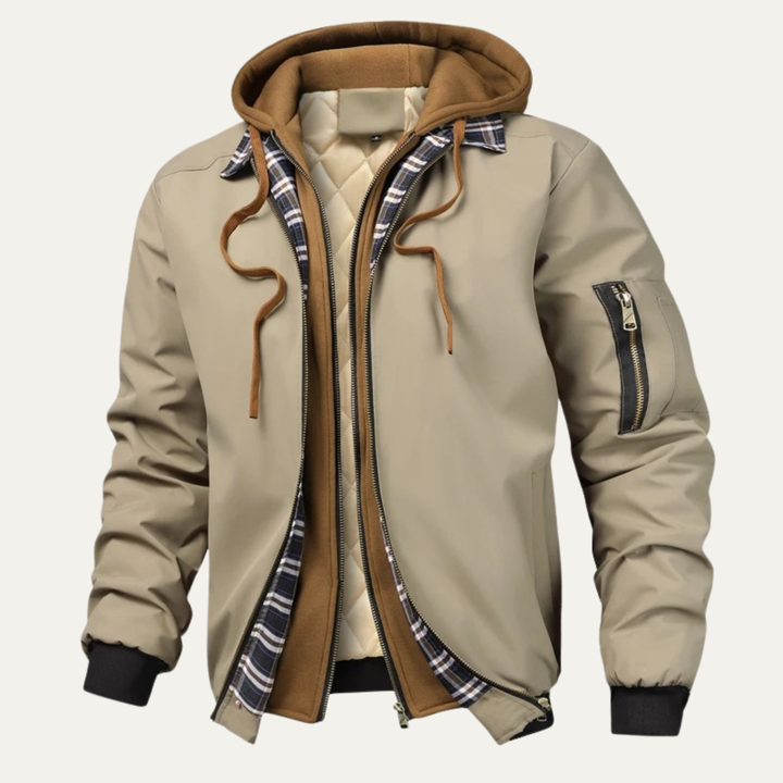 Mens Bomber Jacket Fleece Lined Hooded Warm Fit