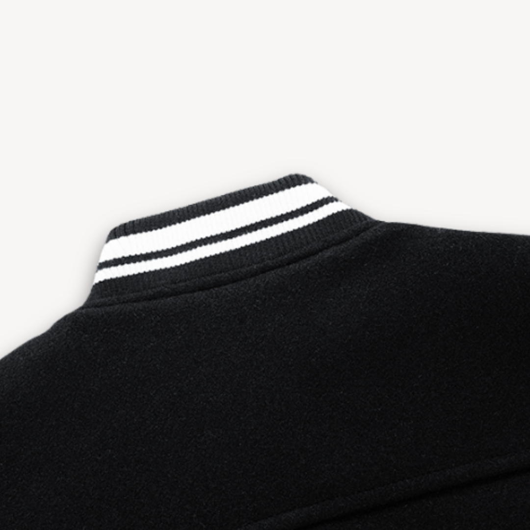 Mens Varsity Jacket Wool Blend with Faux Leather Sleeves Classic Fit