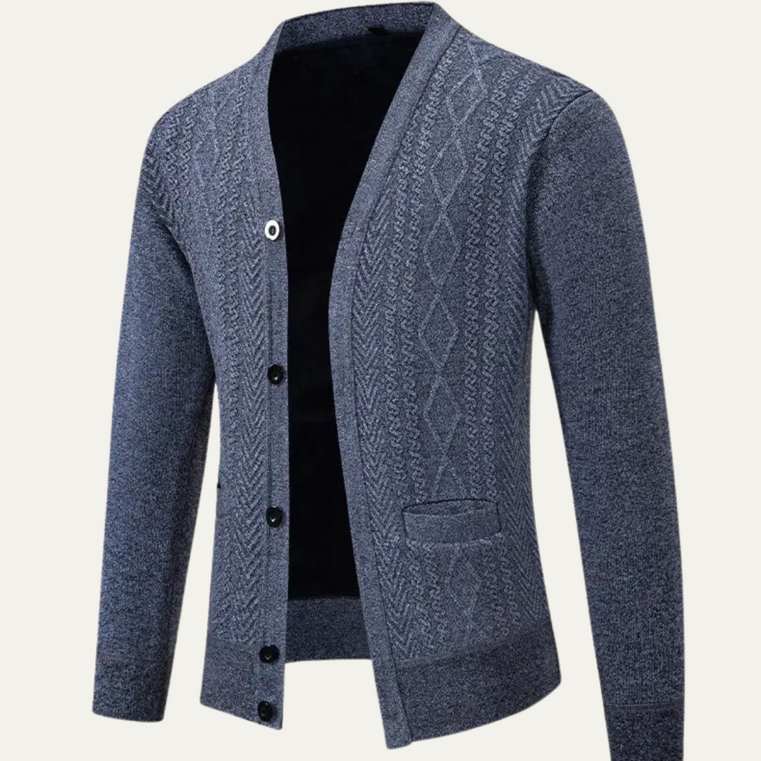 Mens Knit Cardigan Button-Up Casual with Pockets