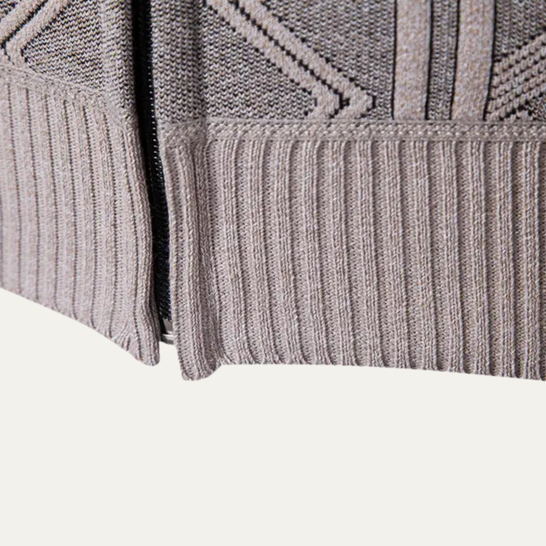 Mens Knit Cardigan High Neck Zip-Up Winter Style