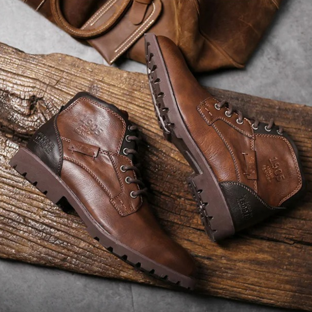 Mens Ankle Biker Boots Durable Vintage Style