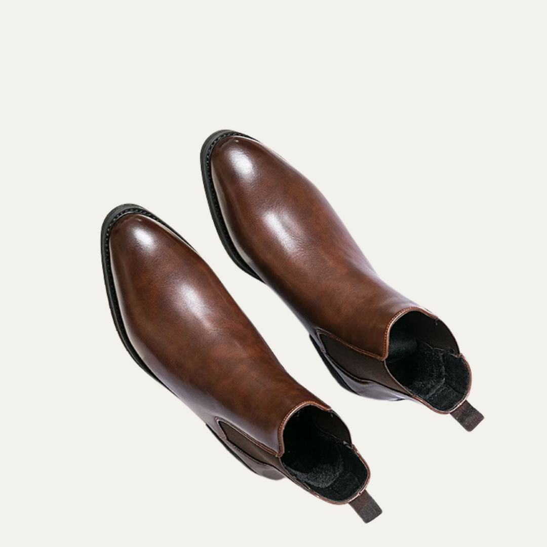Mens Ankle Boots Leather Slip-On Classic