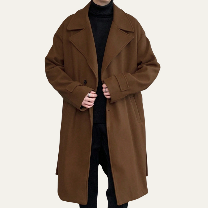 Mens Wool Wrap Coat with Belt Smart Fit
