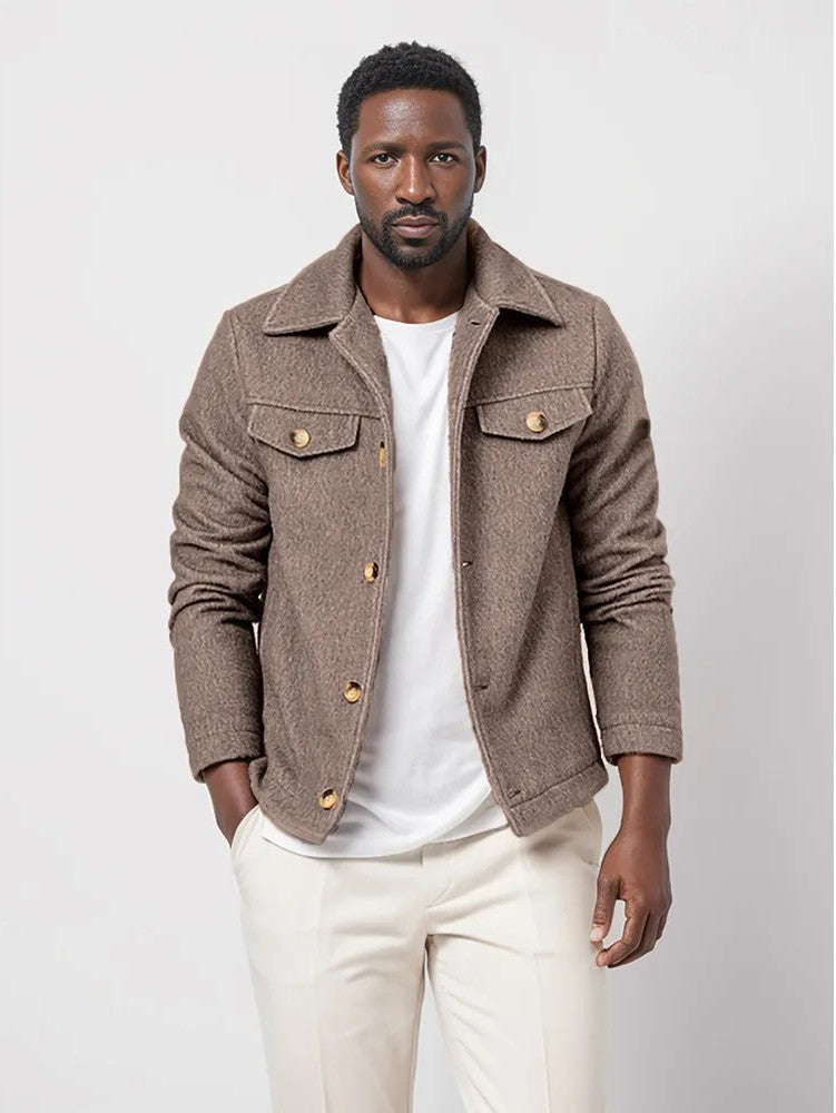 Mens Wool Jacket Classic Fit with Pockets - BritishMode