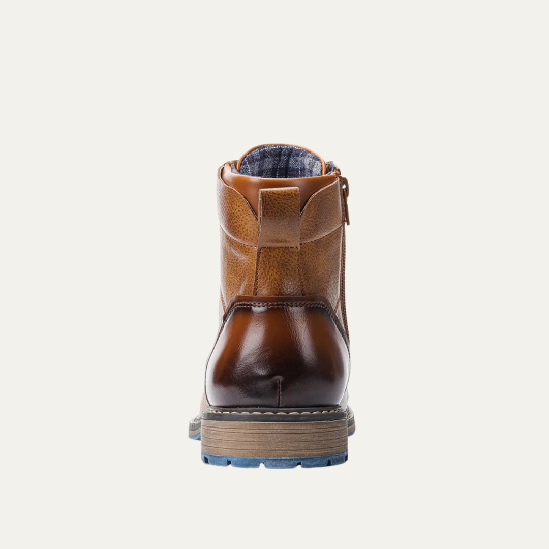 Mens Casual Leather Ankle Boots Lace-Up