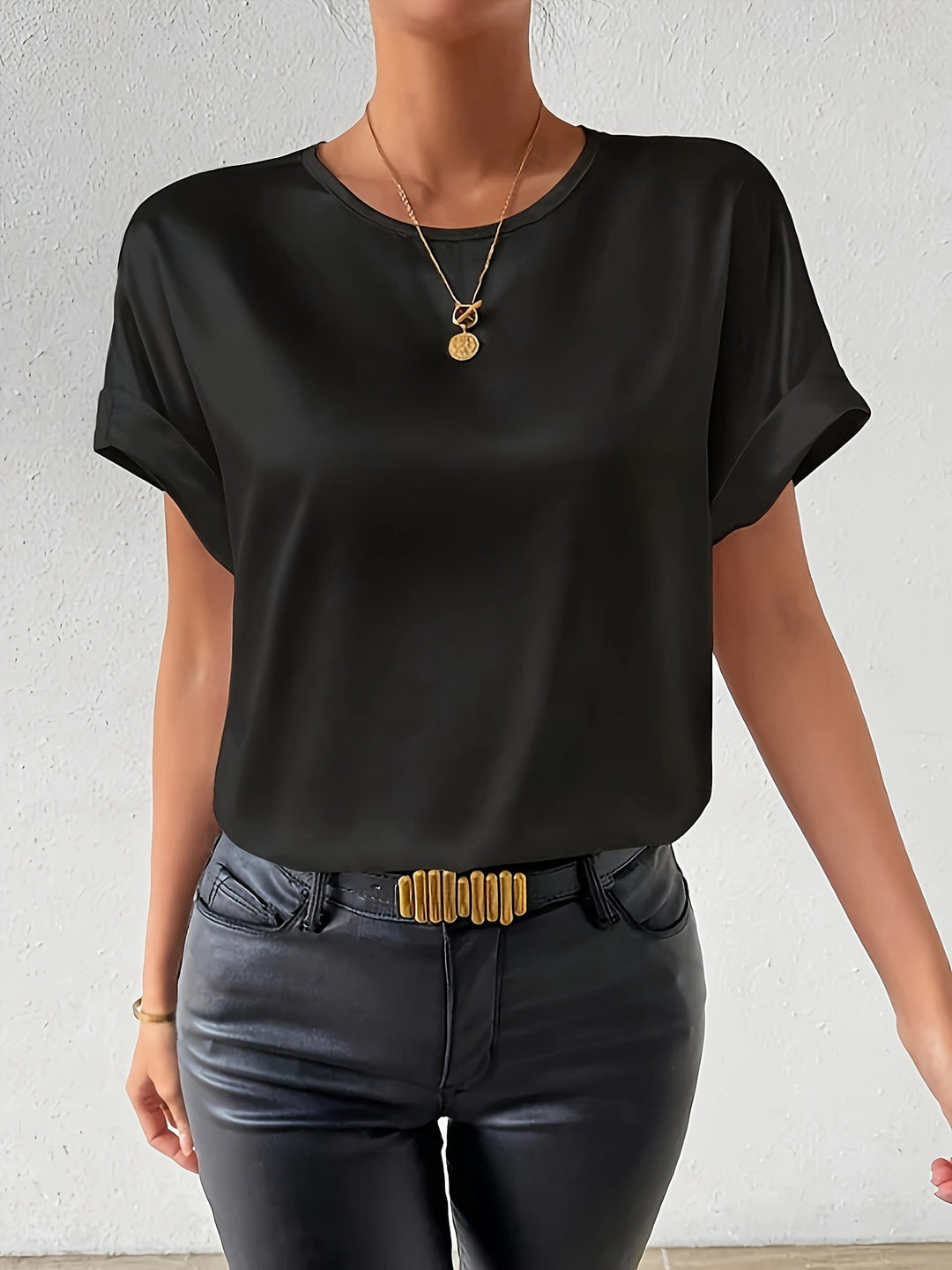 Womens Summer Blouse Linen-Like Fabric Loose Fit Elegant Style