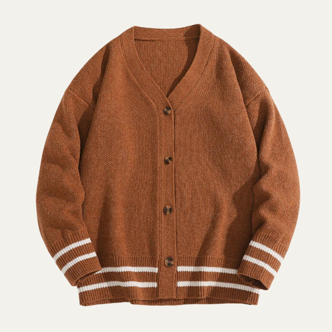 Mens Knit Cardigan Casual Button-Up V-Neck