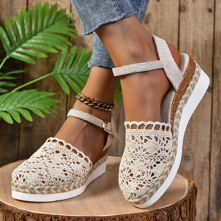 Womens Orthopedic Espadrille Sandals Crochet Adjustable Strap