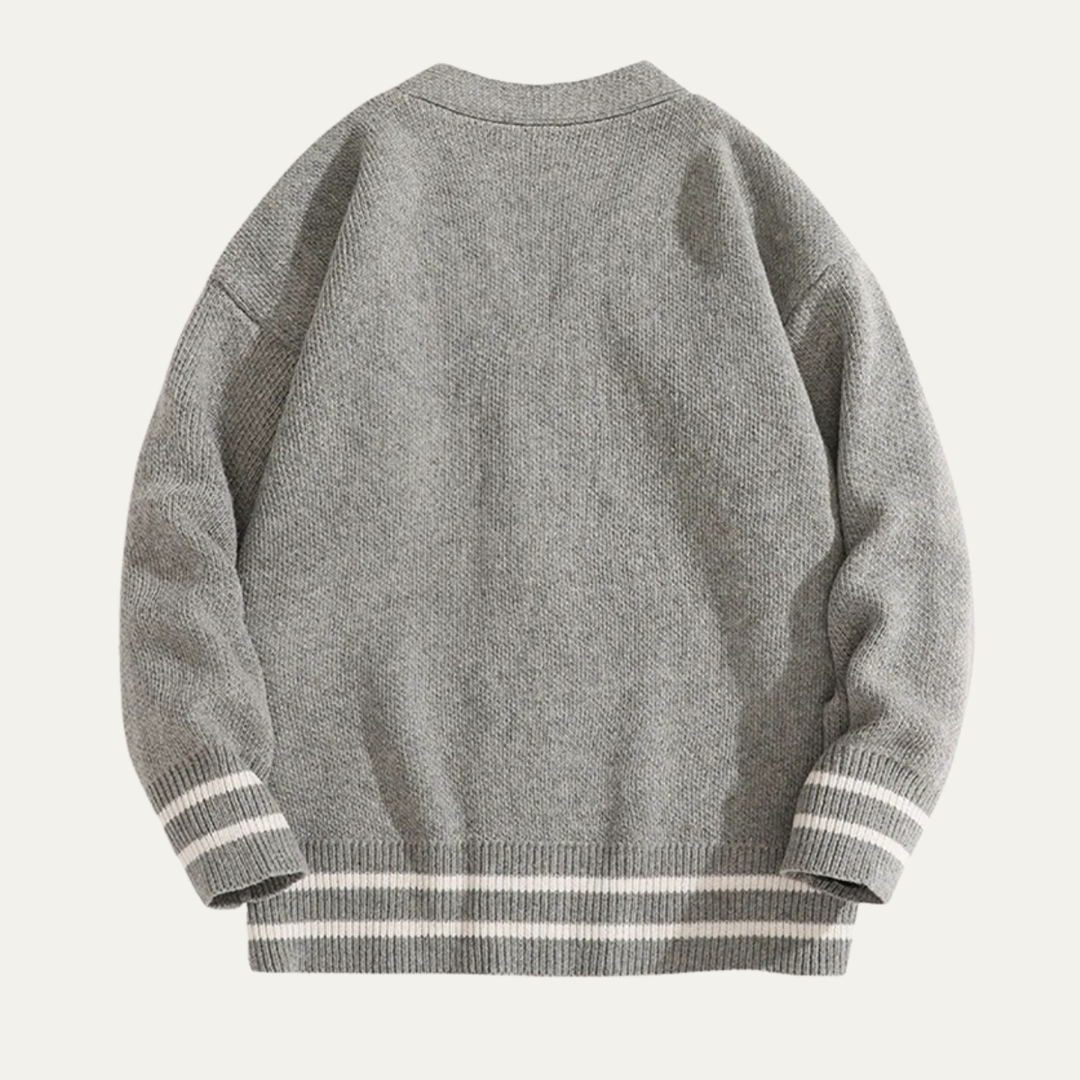 Mens Knit Cardigan Casual Button-Up V-Neck