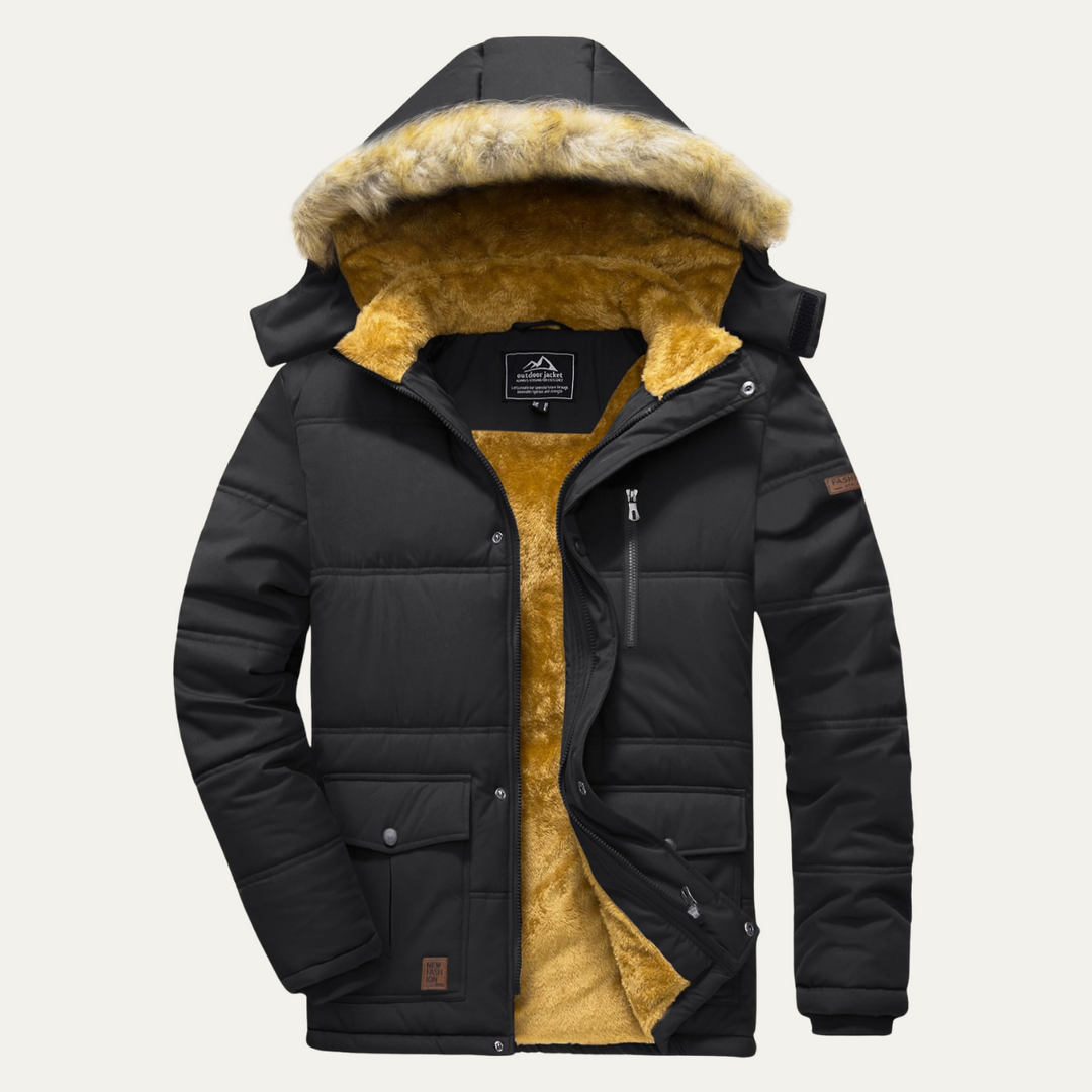 Mens Winter Parka Jacket with Detachable Hood Insulated - BritishMode