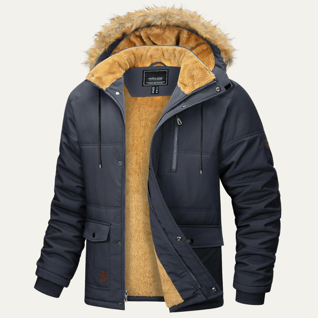 Mens Winter Parka Jacket with Detachable Hood Insulated
