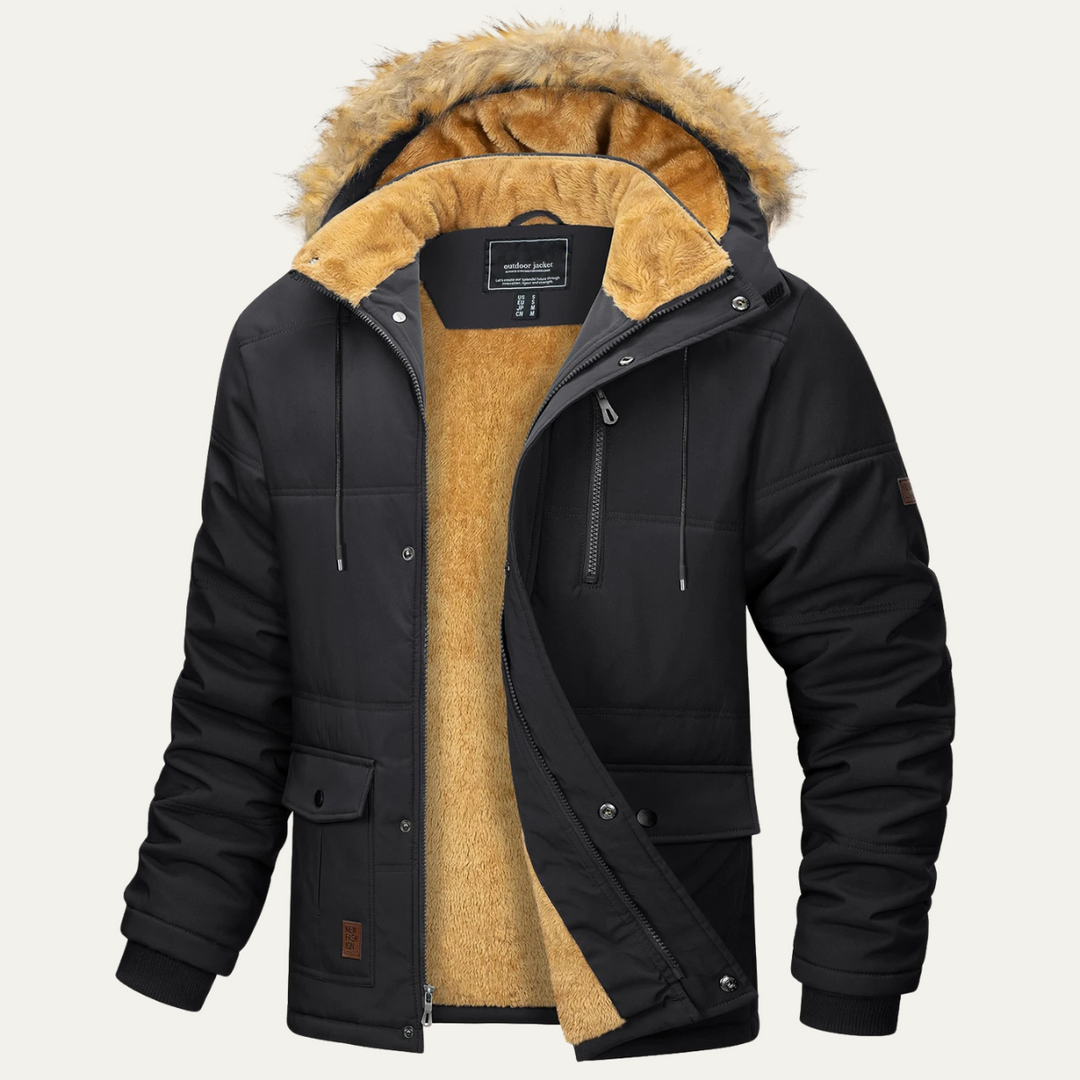 Mens Winter Parka Jacket with Detachable Hood Insulated