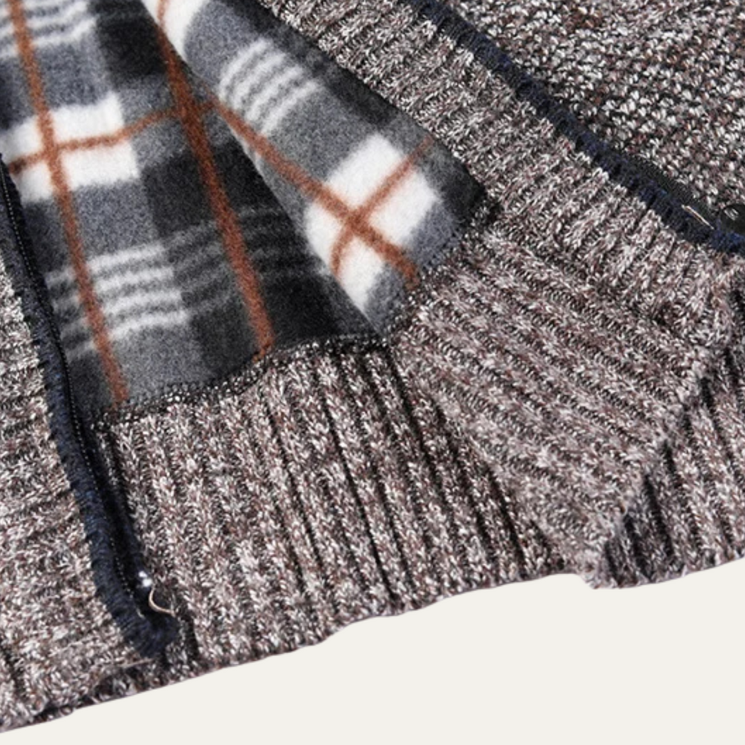 Mens Knit Cardigan Jacket Textured Full Zip
