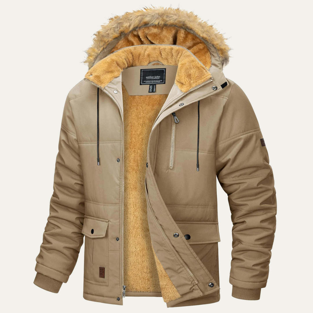 Mens Winter Parka Jacket with Detachable Hood Insulated