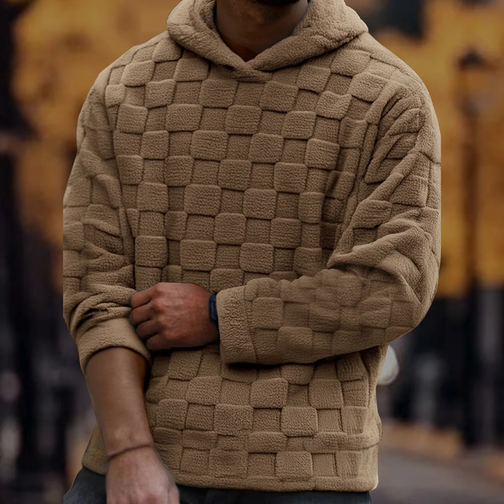 Mens Casual Fleece Jacket Thick Textured Check Design